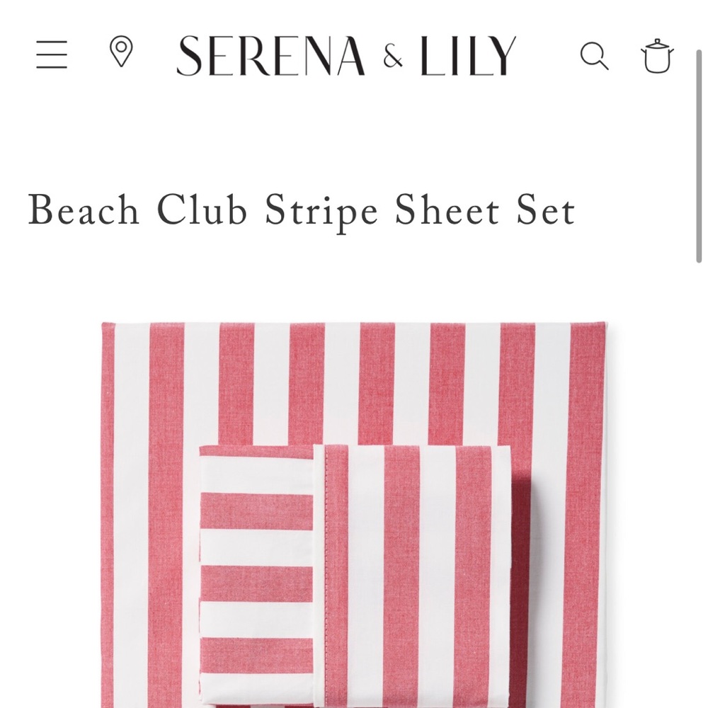 Serena and Lily Brand New QUEEN Beach stripe sheet set! Lobster